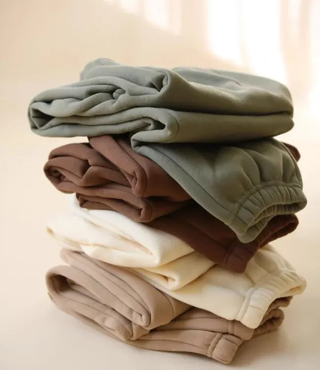 Neatly arranged athletic clothing stack