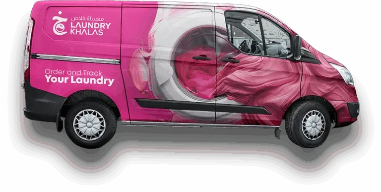 Duvet and pillow laundry collection van serving Bin Omran, Qatar