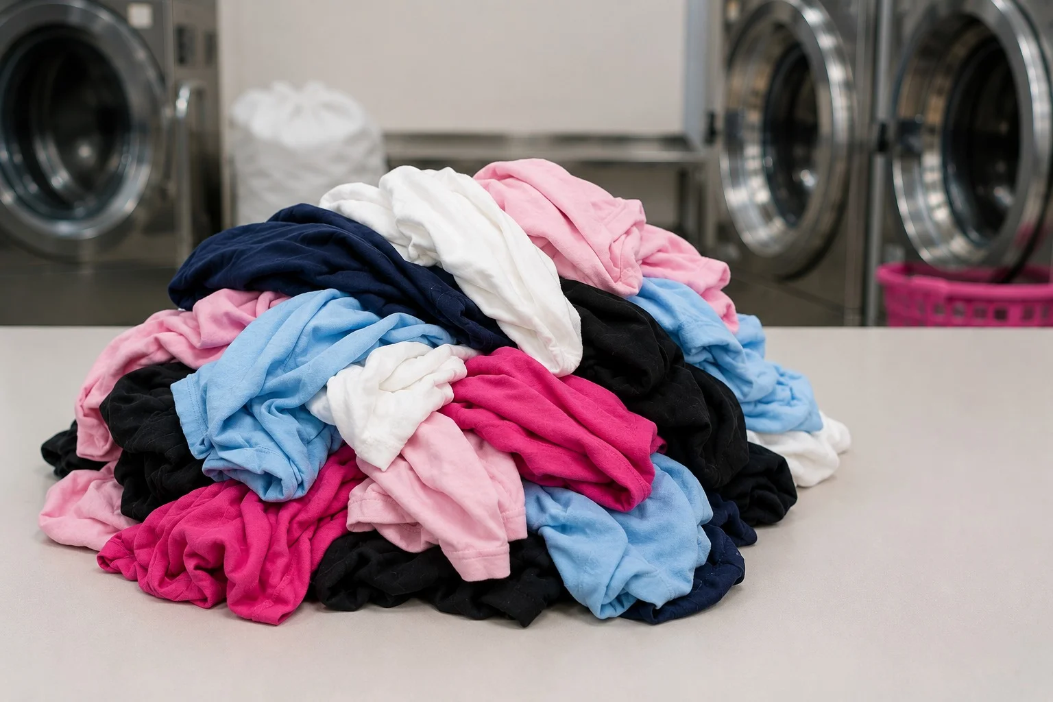 Unsorted pile of dirty laundry before our service in Al Rayyan